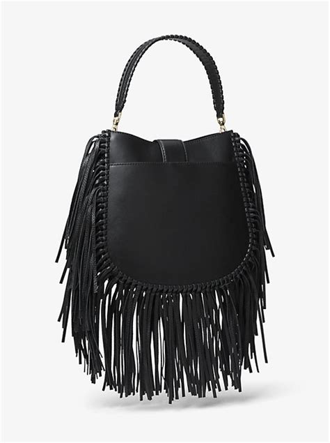 michael kors fringe shaker|Lillie Medium Fringed Leather Shoulder Bag .